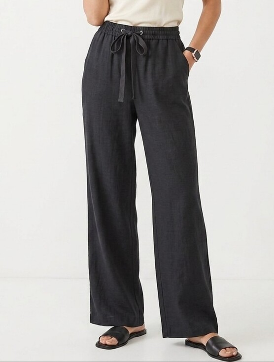 Chloe + Jasmine Pants - Chloe + Jasmine Black Wide Leg Drawstring Pants Large